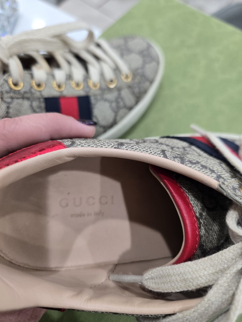Gucci Women’s GG Supreme Red Accent Low-Top Sneaker